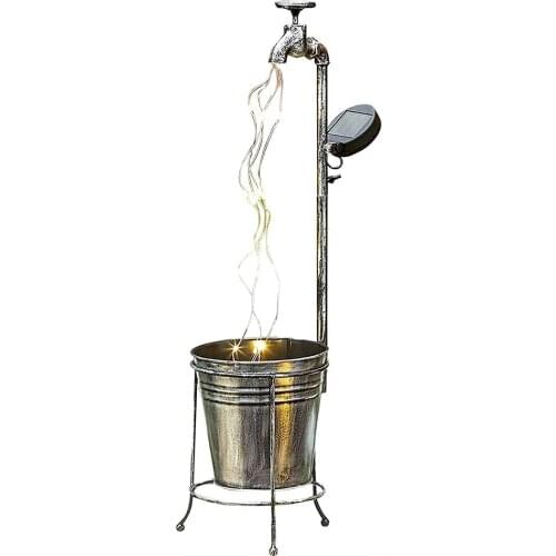 Solar Water Faucet Light Metal Garden Stake Lights Flowerpot Lamp for Yard Lawn Patio Courtyard Decoration