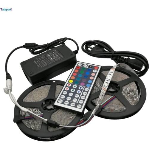 5050 RGB LED Strip Set 5M 10M Light Tape Flexible Ribbon IP20/IP65 Waterproof IR Remote Controller DC 12V Power Adapter