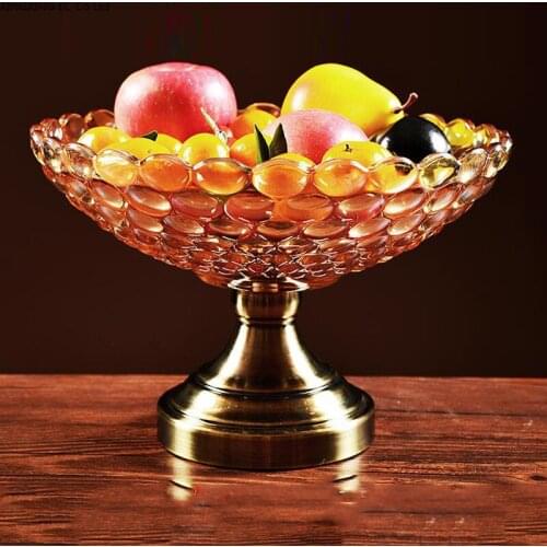 European-style Fruit Plate Snack Plate Creative Modern Living Room Coffee Table Household Plate Large Crystal Glass Fruit Plate