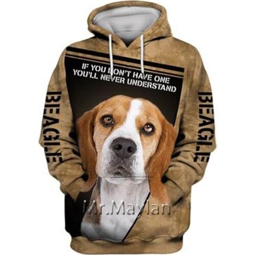 Personality Fashion Animal Beagle 3D Print Graphic Hoodie Men/Women Streetwear Oversized Sweatshirt Harajuku Tops Pullover - A23