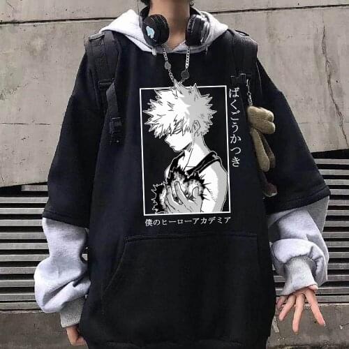 Anime My Hero Academia Graphic Long Sleeve Hoodies Funny Bakugou Katsuki Harajuku Sudadera Sweatshirts Pullover