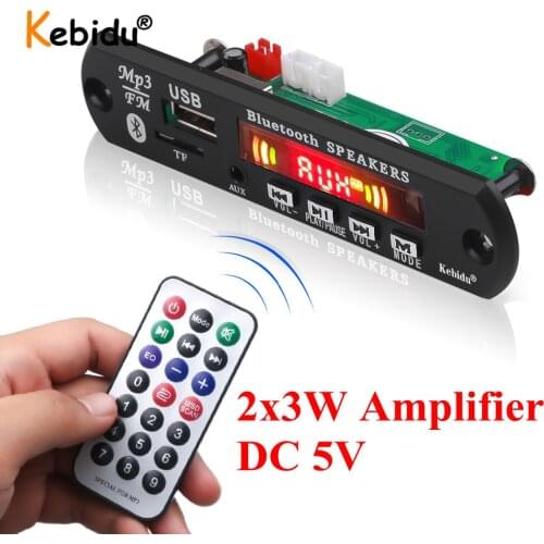 Kebidu 2x3W Amplifier Bluetooth MP3 Player Decoder Board For Speaker Car FM Radio Module Support Recording TF USB AUX Audio