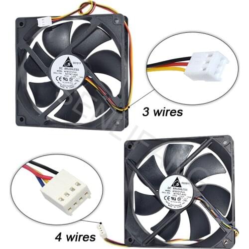 Well Tested Dual Ball Bearing Fan AFB1212VH 12025 12V 0.60A 12CM 3 Pins 4 Pins PWM Temperature Control Fan 120*120*25MM