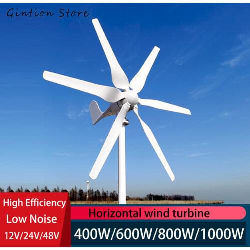 Wind Turbine Generator 12V 24V 48V 400w 600w 800w 1kw Free Alternative Energy Windmill With MPPT Hybrid Controller 3/5/6 Blades