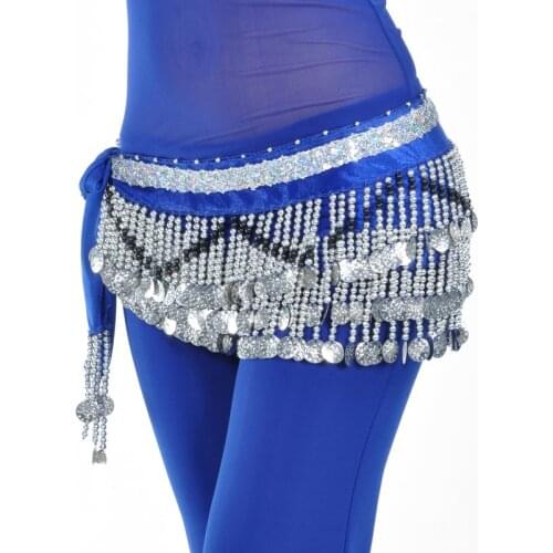 2018 Belly Dance Coins Belt 258 Coins Bellydance Costume Hip Scarf Velvet Scarf Dance Costume Accessories Indian Belt