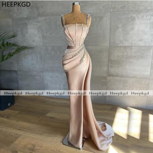 Mermaid Evening Dress 2021 New Design Strapless Corset Rhinestones Satin Long Women Formal Gowns For Party Vestido De Festa