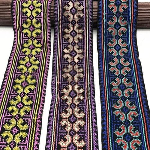 10Yards Vintage Embroidery Ribbons Ethnic Jacquard Lace Fabric Boho Curtain Webbing Trimming DIY Sewing Clothes Bag Accessories