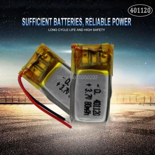 2pc 60mAh 3.7v 401120 Lithium Battery For Bluetooth earphone 3D glasses Selfie stick Polymer MP3 Rechargeable Battery