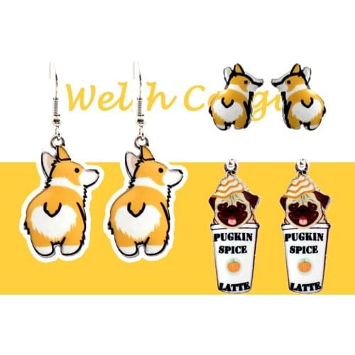2019 New Cute Kawaii Puppy Dog Dangle Drop Earrings For Women Girls Cartoon Lovely Oil Animals Earrings Jewelry Gifts for Kids