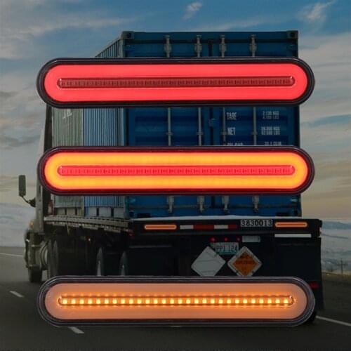2x 100 LED Trailer Truck Brake Light Waterproof Neon 3 in 1 Halo Ring Tail Brake Stop Light Flowing Turn Signal Light Lamp