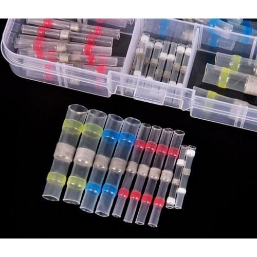 50Pcs/Set Mixed Heat Shrink Sordering Terminals Waterproof Solder Sleeve Tube Electrical Wire Insulated Butt Connectors Kit
