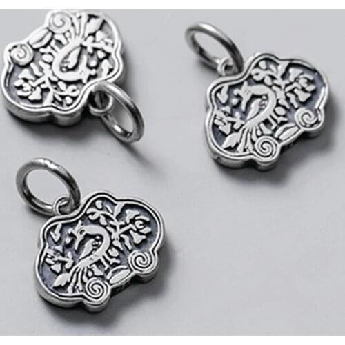 925 Sterling Silver Chinese Classic Longevity Lock Charms DIY Jewelry Make Women Men Decoration Bracelets Silver Dangle Pendants