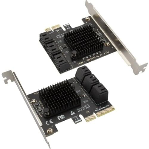 SATA PCIe Adapter 6 Ports SATA III to PCI Express 3.0 X1 Controller Expansion Card 3.0 X4 Expansion Card
