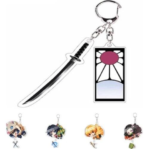 Anime Demon Slayer Acrylic Keychain Cute Brinco Blade of Ghost Key ChainTanjirou Nezuko Inosuke Cosplay Keyring pendant gift toy