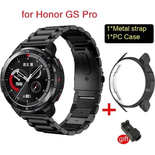 Stainless steel wristband for honor watch GS Pro smart watch strap Bands band belt PC case cover with Adjust tool sport strap