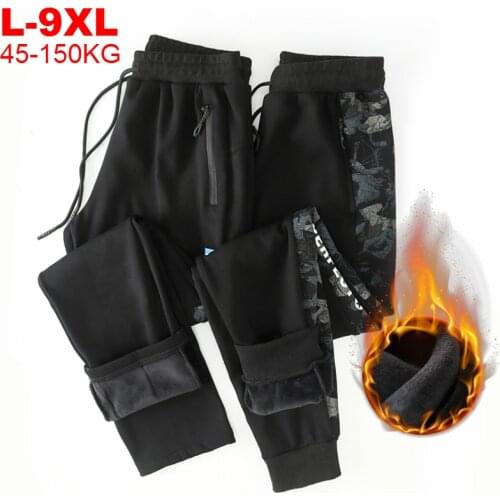 9xl Winter Warm Men Pants Thicken Fleece Sweatpants Japanese Streetwear Mens Jogger Pants Large Size Trousers Harem Pants Male