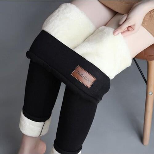 Black Warm Pants Winter Skinny Thick Velvet Wool Fleece Girls Leggings Women Trousers Cashmere Pants For Women Leggings