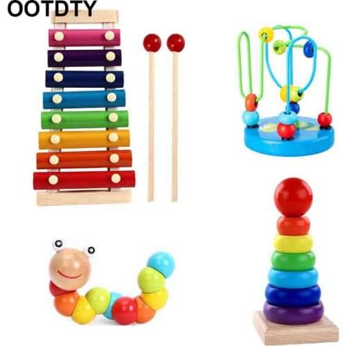 Montessori Wooden Toys Childhood Learning Toy Children Kids Baby Colorful Wooden Blocks Enlightenment Educational Toy