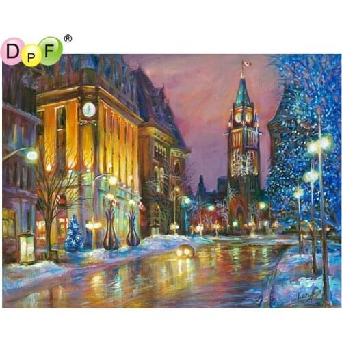 DPF The streets at night 5D crafts needlework diamond mosaic square home deco diamond embroidery diamond painting cross stitch