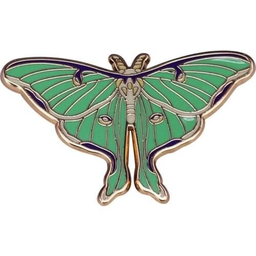 Luna Moth Lunar Butterfly Hard Enamel Pins Brooches Women Men Lapel Badges Backpack Collar Fashion Jewelry Gifts For Kids Friend
