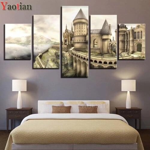 5 piece Diamond Painting Castle Scenery Diy Full Square Round Diamond Embroidery Sale Mosaic Diamond Full Square Round,Newest