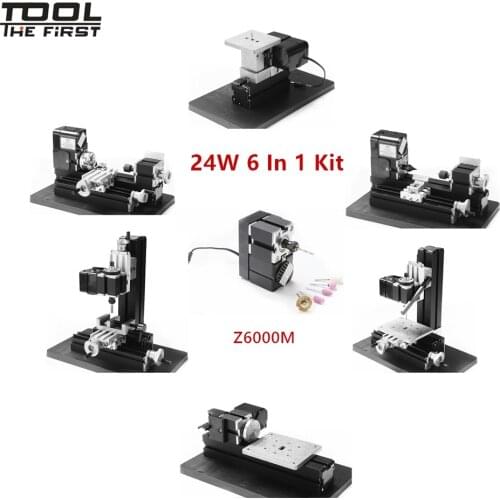 Thefirsttool Z6000M Metal Mini 6 in 1 Machine Kit DIY Tool Jigsaw Milling Lathe Drilling Machine Combined Machine Children Gift