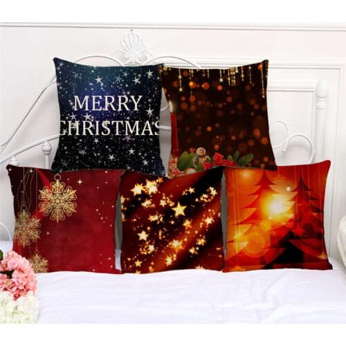 Throw Pillow Cases Merry Christmas New Year Cushion Cover 45x45cm Home Living Room Decoration Linen/Cotton Pillowcover Decor