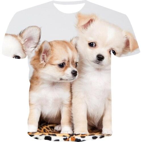 2021 New Mens Short-sleeved Loose T-shirt With A Lot Of Puppy 3D Printing Round Neck Pullover And Mens Casual Streetwear