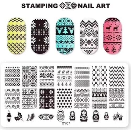 2022 New Christmas Nail Stamping Plates Polish Templates Snowflake Winter Design Stencils Molds Manicure Nail Stamp Tools