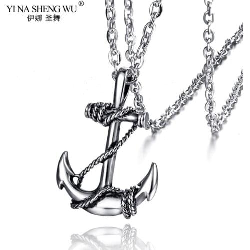 New Stainless Steel Sea Anchor Sailor Man Men Necklaces Chain Pendant Punk Rock Hip Hop Unique For Male Boy Fashion Jewelry Gift