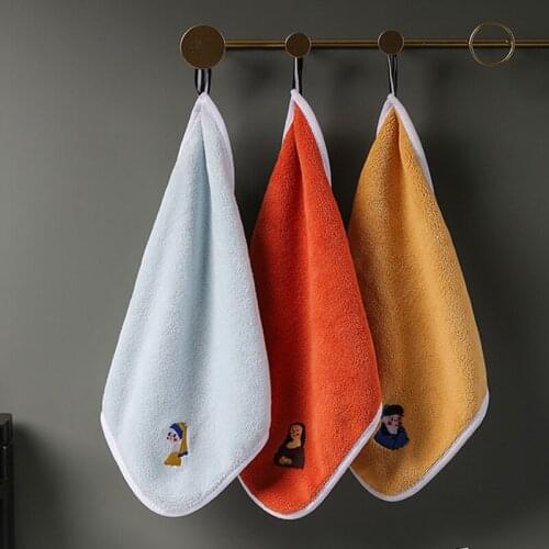 Hanging coral velvet towel kitchen thickened water absorbing dishwashing towel cloth household cleaning cloth towel