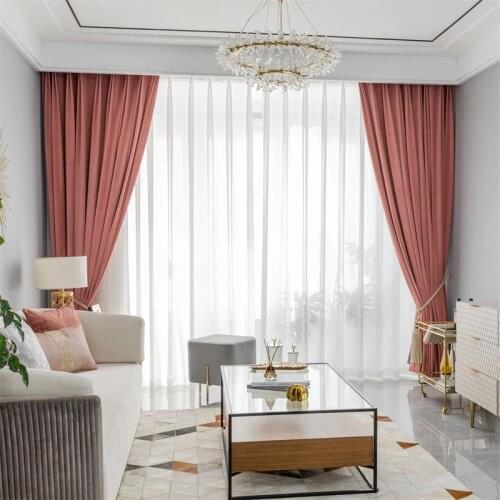 Simple Modern High Blackout Nordic Mink Ins Curtains for Living Room Bedroom Window Velvet Solid Color Drapes Soft Texture