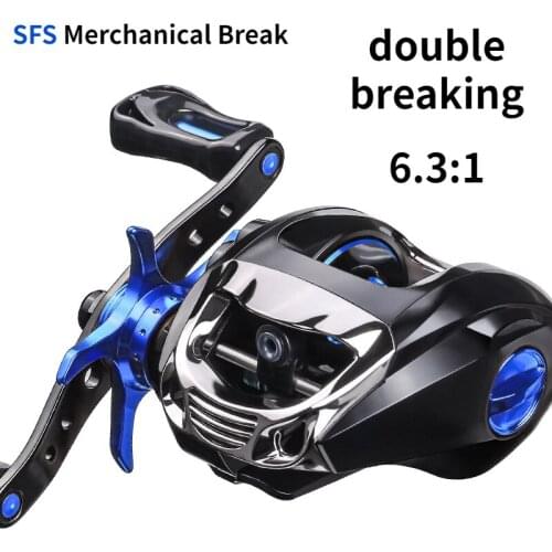 Double Loading BT 6.3:1 Fishing Reel Stable SFS Merchanical Break Baitcast Wheel 8kg 12+1 BB Long-Range 5 Color Lure 7-25g