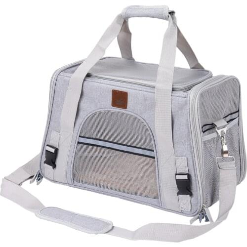 Mesh Window Pet Carrier Puppy Dog Cat Kitty Kitten Portable Carry Bag Rabbit Animal Tote Cage Crates Kennel w/ Mat 10KG Load