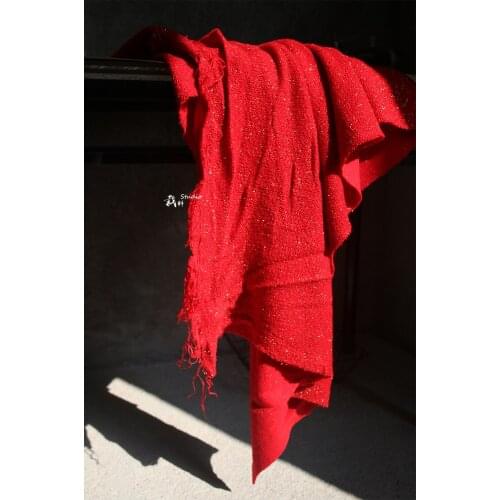 Woven pattern red with gold line perspective designer cloth lace fabric Wedding Dress Tulle Material fabrics for patchwork