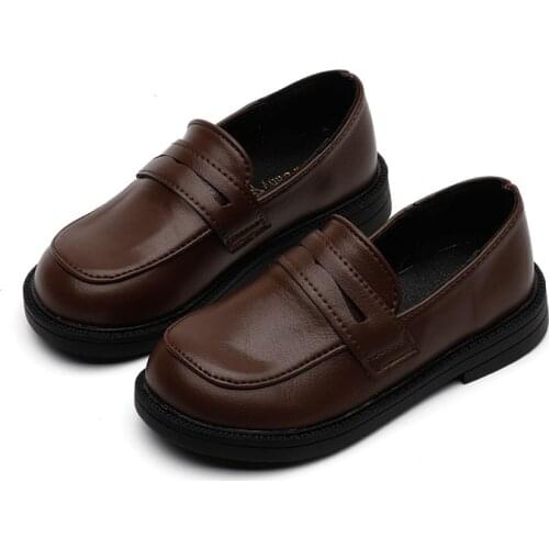 Boys Leather Shoes British Oxfords Children Casual Flats Kids Loafers Slip-on Simple Classic 2021 Spring Autumn for Wedding Soft