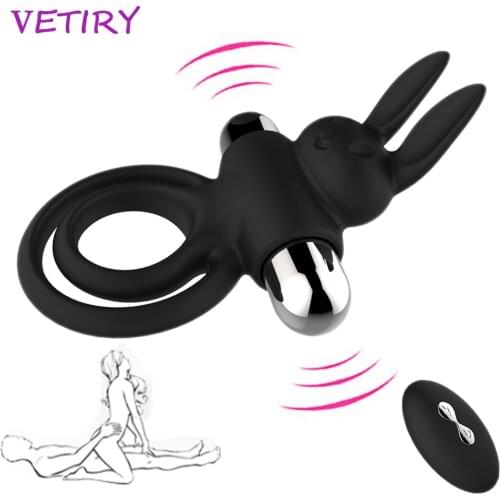 VETIRY Vibrator Penis Ring Silicone Cock Rings Penis Extender Enlargement Delay Ejaculation Sex Toys for Men Masturbation