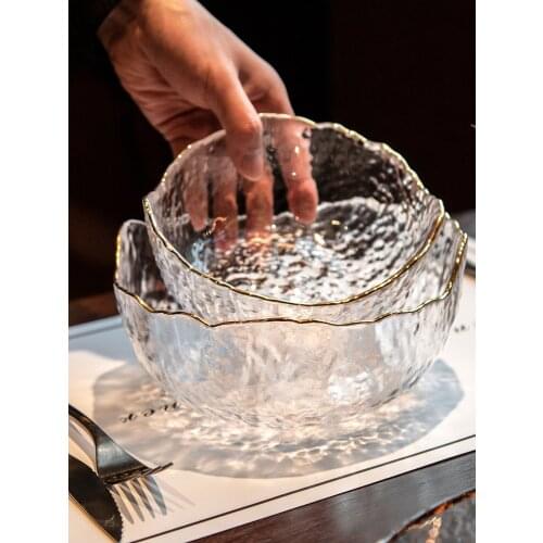 Japanese Phnom Penh glass salad bowl set household rice bowl soup bowl fruit plate creative Nordic style dessert tableware