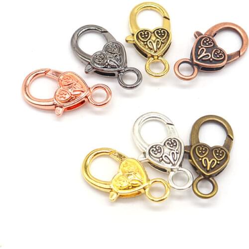 Tibetan Lobster Clasps Hooks Jewelry Findings For Jewelry Making Heart Lobster Claw Clasps AccessoriesWholesale