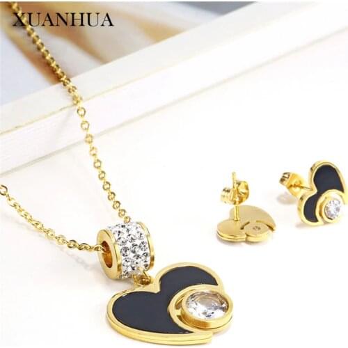 XUANHUA Stainless Steel Jewelry For Woman Shell Black Necklace And Earring Set Jewellery Summer Accessories Free Shipping