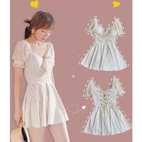 2021 New Sexy One Piece Swimsuit Female Swimwear Women Dot Bandage Shoulder Swimming Brazilian Backless Monokini Swimskirt