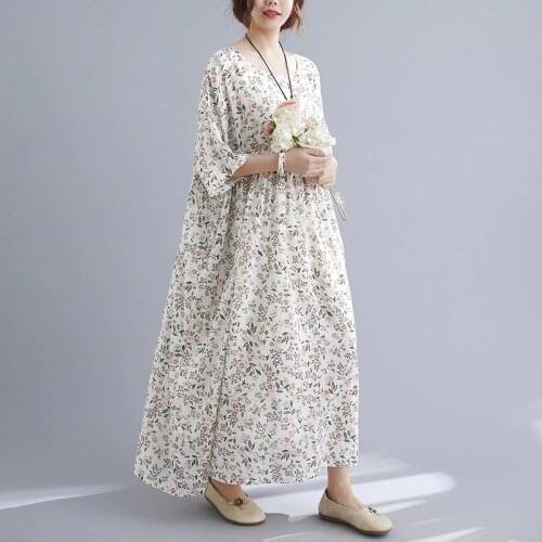 Print Floral Holiday Outdoor Prairie Chic Travel Casual Dress 2021 New Fashion Loose Summer Dress Women Beach Style Long Dress