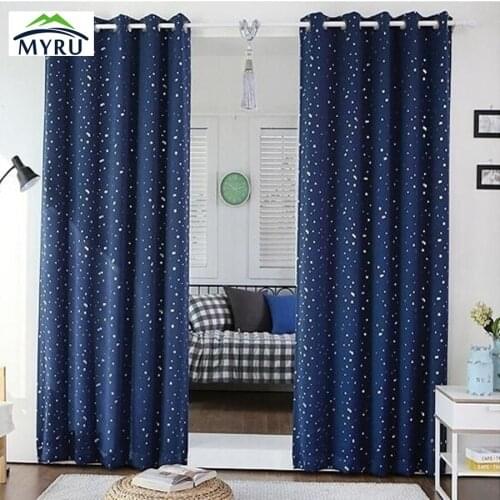 1 Panel Grommet Top Navy Star Curtains for Children Kid Baby Room