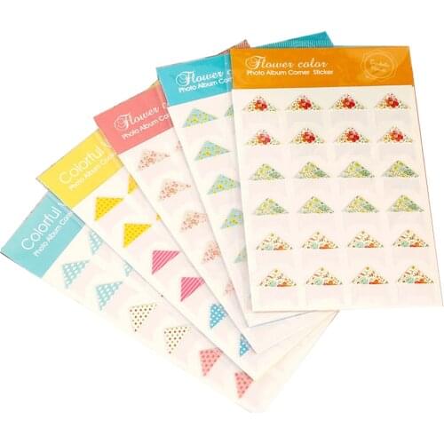 120 pcs/lot (5 sheets) DIY olorful compilation Corner Paper Stickers for Photo Albums Frame Decoration Paste Album Scrapbooking