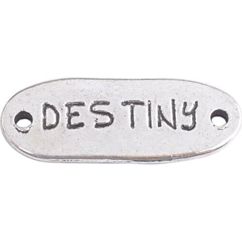 20PCS Antiqued Silver Color DESTINY Word Connector Links 33x13mm A5369