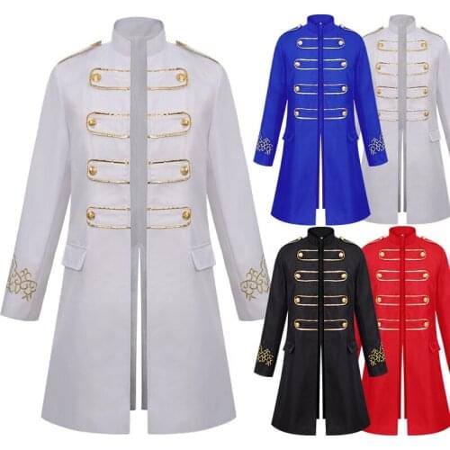 2021 Autumn Winter Medieval Halloween Men Knight Prince Punk Retro Jackets Renaissance Gothic Coats Noble Party Uniforms Vestido