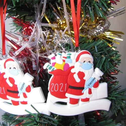 2021 Christmas Ornaments Personalized DIY Christmas Tree Ornaments Quarantine Christmas PVC Snowman Blessing Ornament Resin Xmas