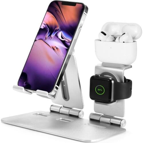 3 in 1 Alloy Desktop Phone Charge Dock Holder For AirPods 1/2 Pro Apple iWatch For All iPhone iPad Android Tablet Charging Stand