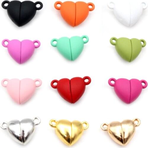 10pcs(5set) Love Heart Shaped Magnetic Connected Clasps Beads Charms End Caps for DIY Couple Bracelet Necklace Making Jewelry