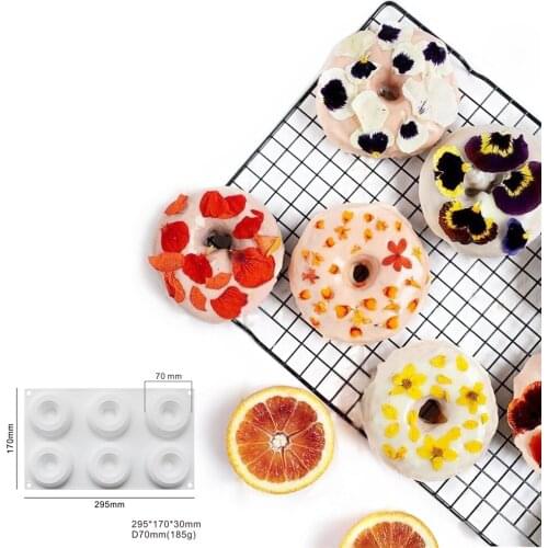 6-connected Silicone Donut Mold Mousse Cake Fondant Chocolate DIY Baking Molds
